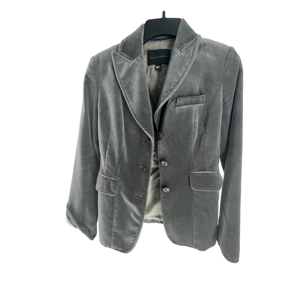 Banana Republic Gray Cotton 3-Button Blazer Jacket Women's Size 0